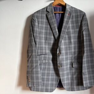 Ted Baker Gray Plaid Men's Blazer - Classic Tailored Style